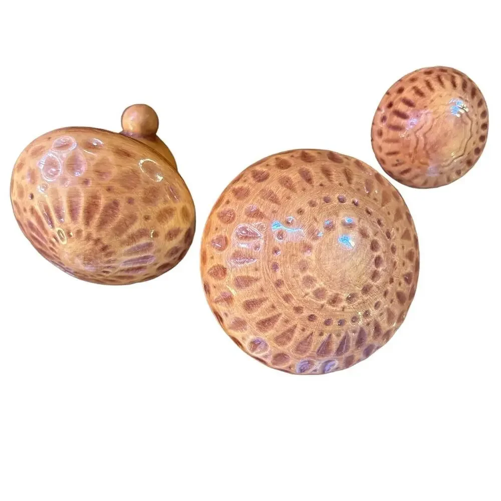 Set of 3 70s Retro Vintage MCM Mid Century Ceramic Mushroom Fairy Figurines Set